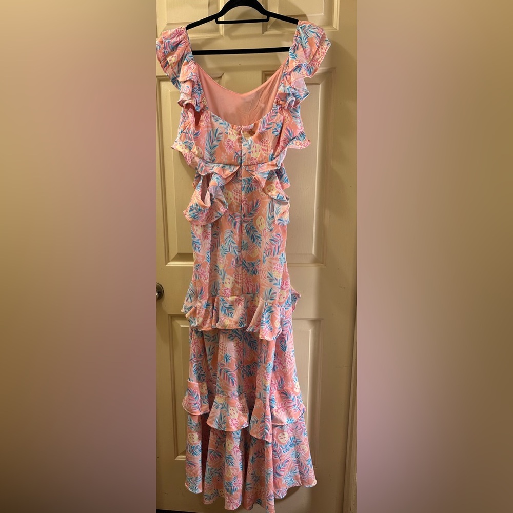 Simply Southern Floral Pineapple Ruffle Maxi Dress - Picture 5 of 6